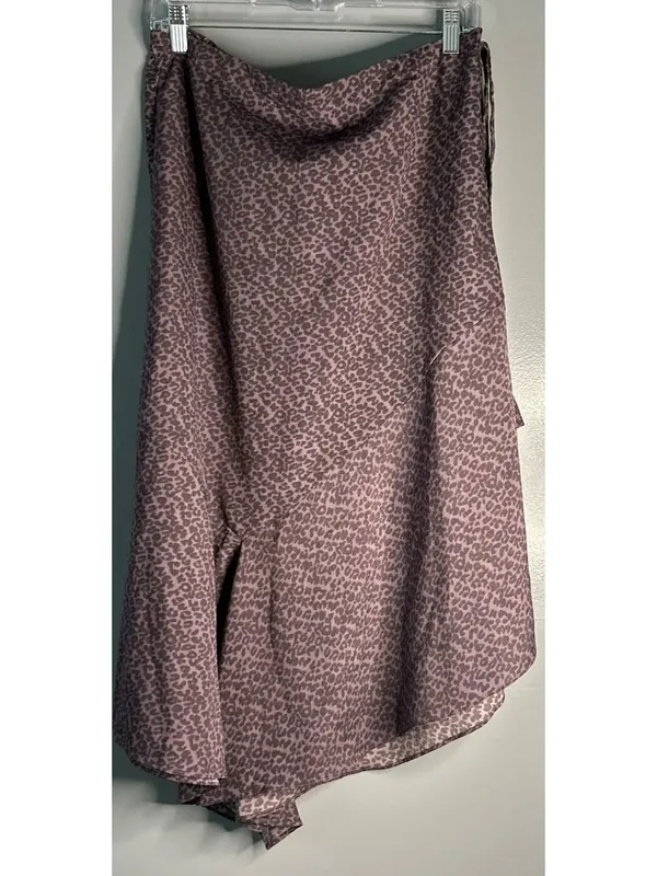 Women’s XL Leopard Print Midi Skirt Mauve Purple Boho Flowy Festival - Image 2