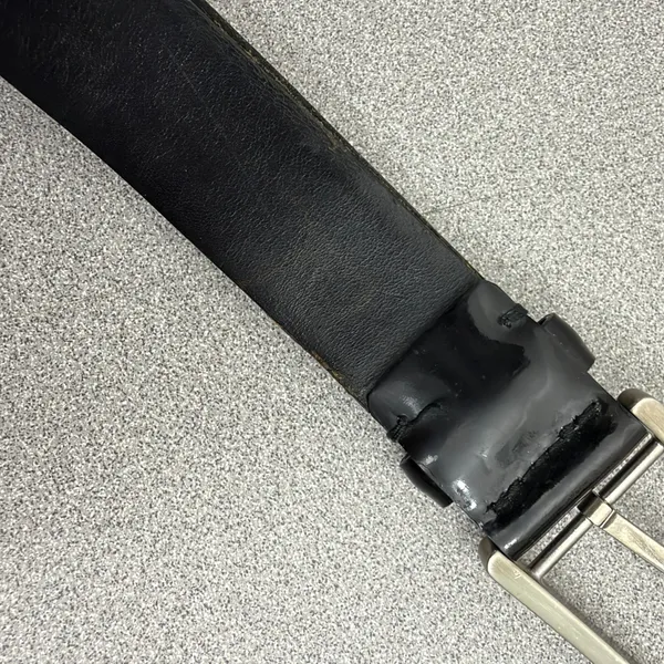Salvatore Ferragamo Belt Mens 36 Black Patent Leather Silver Buckle Designer - Image 11