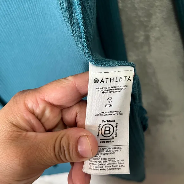 Athleta Harmony Wrap Cardigan‎ Ribbed Borealis Green XS Comfort Lounge Pockets - Image 5