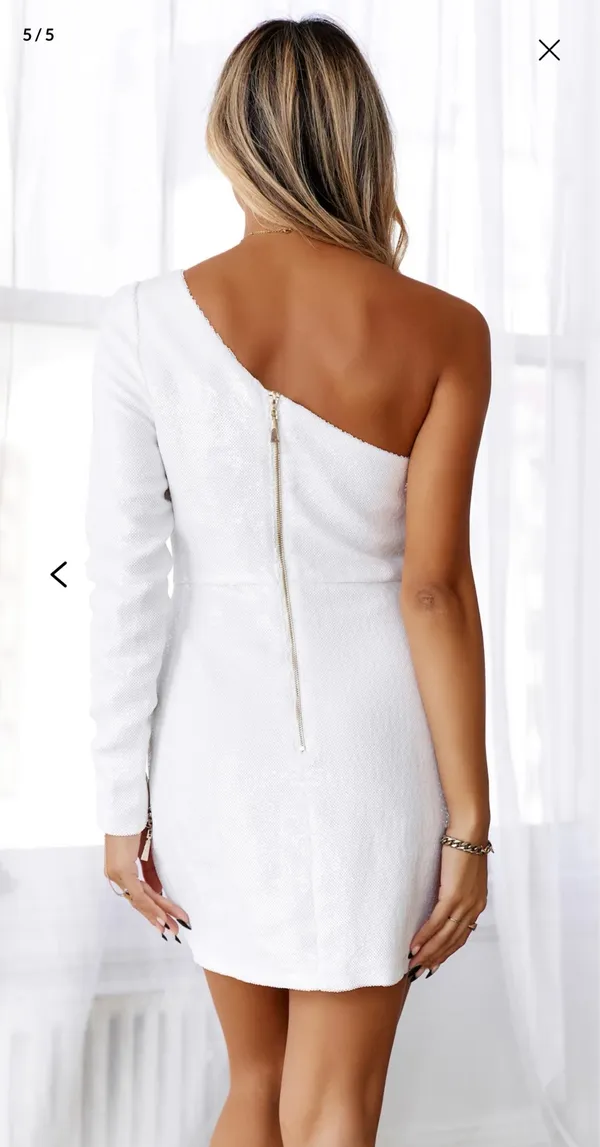 White Sequin Lulus Dress - Image 2