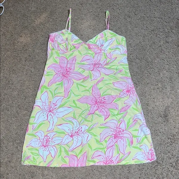 Lilly Pulitzer Vintage VTG Y2K Floral Slip Dress‎ Sundress Medium - Image 3