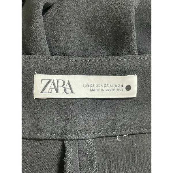 Zara Women's Black Pull On High Waisted Straight Wide Leg Trousers Pants Size XS - Image 5