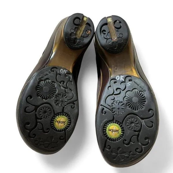 Jambu Brown Leather Wedge Pumps Patent Toe Slip On Shoes Womens‎ - Image 5
