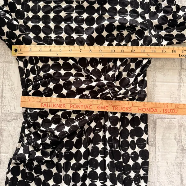 Seraphine Black White Polka Dot Knot Front Maternity Dress Long Sleeve Sz S - Image 7
