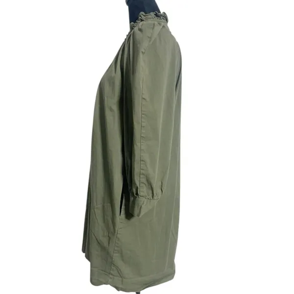 Tuckernuck Pomander Place Medium Green Claiborne Dress Short Long Sleeve Olive - Image 6