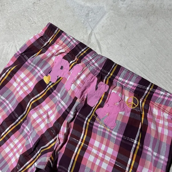 Victoria's Secret PINK Pajama Lounge Flannel Pants Spellout Vintage XS Cotton Y2K - Image 3