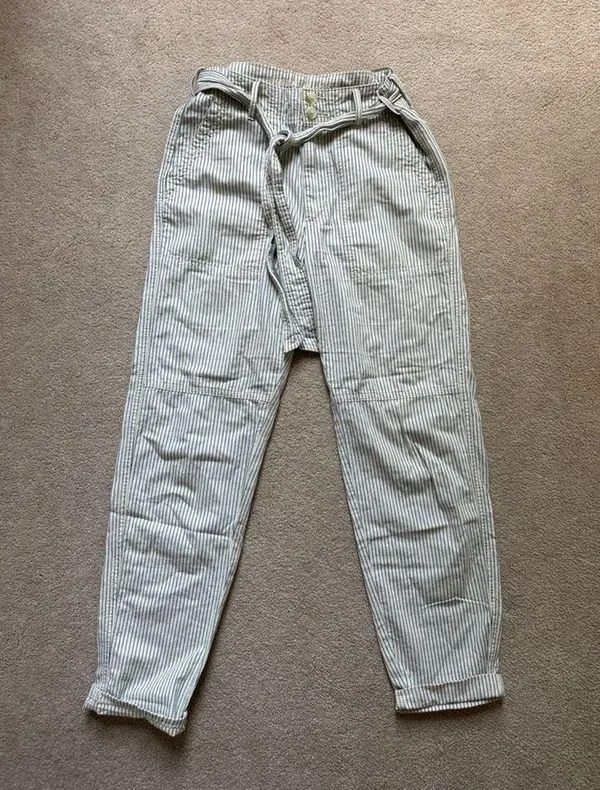 American Eagle Pinstripe High Waisted Belted Pants - Image 2