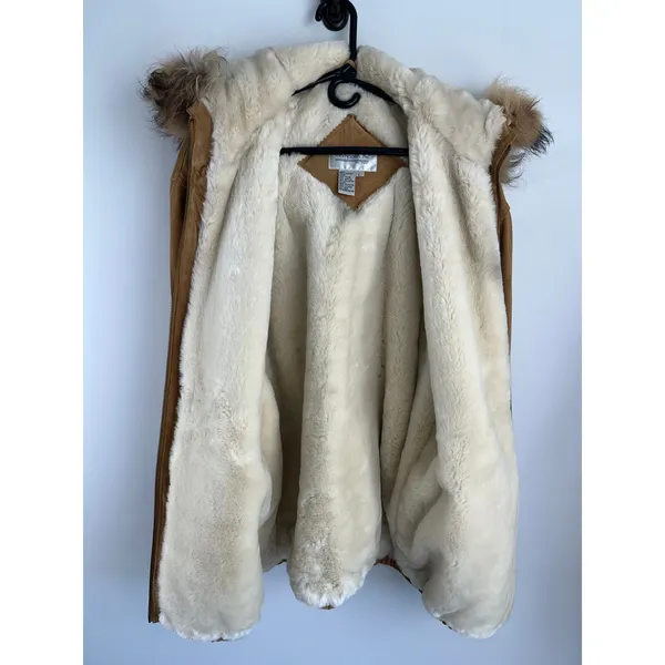 Compositions 100% Leather Faux Fur Lined Jacket Large - Image 5