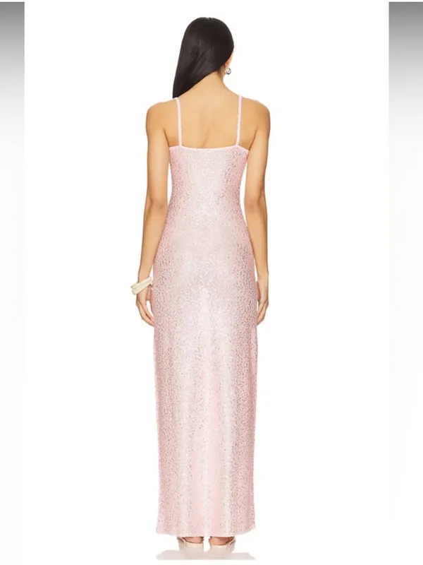 Lovers & Friends Bria Sequin Maxi Dress Baby Pink - Image 2