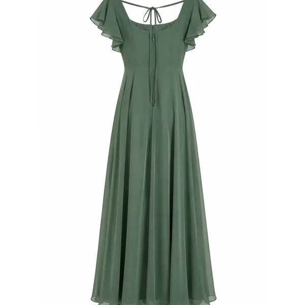 Azazie Bondi A-Line Ruched Chiffon Dress – Eucalyptus – Size 8 (Average) – NWT - Image 4