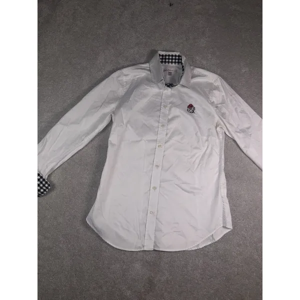 peter millar georgia bulldogs flip cuff button up womens Gingham - Image 4