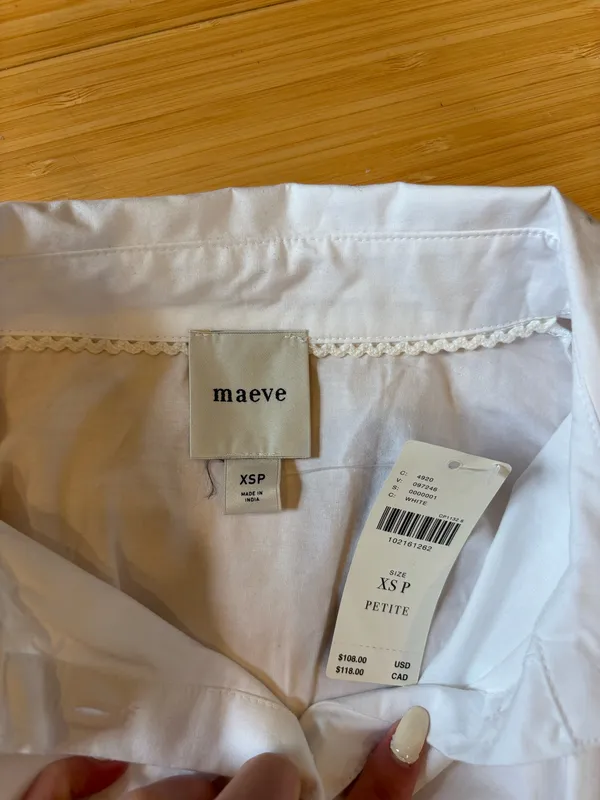 Anthropologie White Button Down Blouse Maeve  - Image 5