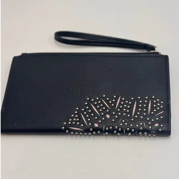 Victoria's Secret Studded Wristlet Wallet Black Zip Around Clutch Organizer - Image 10