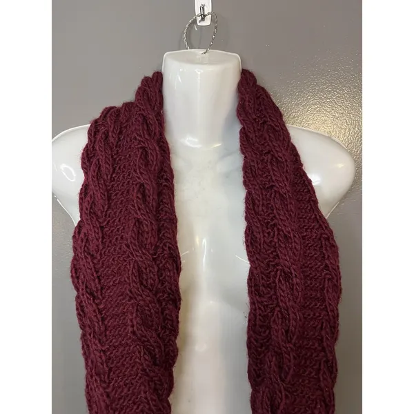 Infinity Scarf Womens One Size Burgundy Cable Knit Chunky Loop Circle Cozy Warm - Image 2