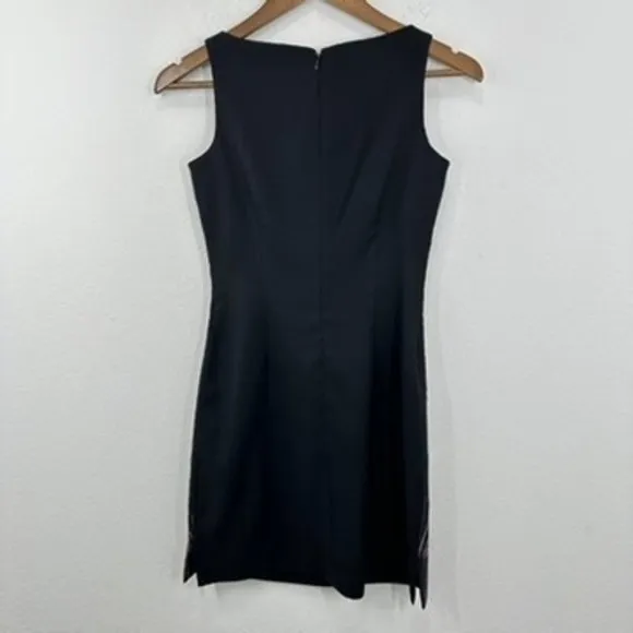 Black Sleeveless Boatneck 90s Y2K Floral Embroidered Mini Dress Clueless Noir - Image 9