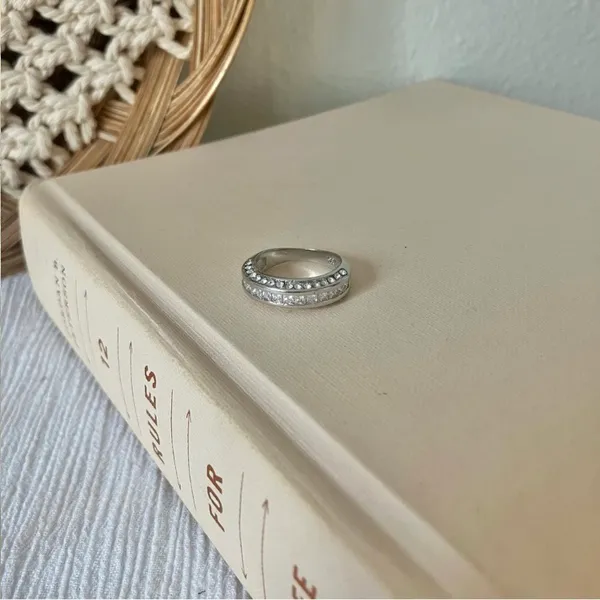 925 Channel Set Pave Silver Diamond Ring Vintage “Liene” Round Band Classic Mens Jewelry - Image 11