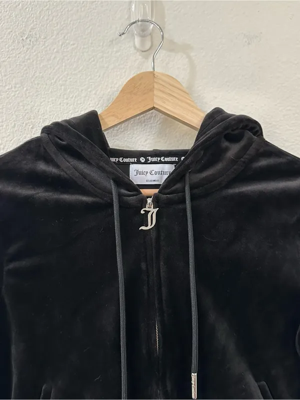 Juicy Couture Women's OG Big Bling Velour Hoodie‎ Black Size XS - Image 6