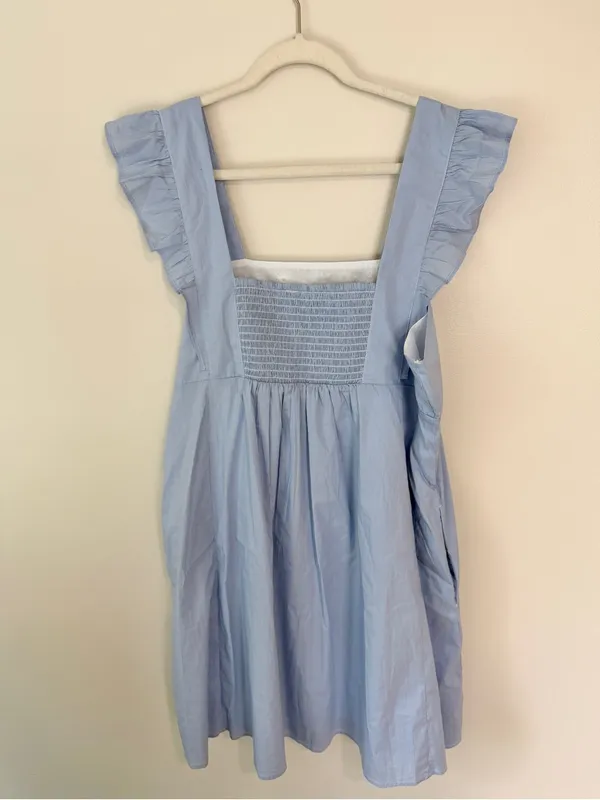 Draper James Maddie Embroidered Babydoll Dress in Blue Stripe XL NEW NWT - Image 4