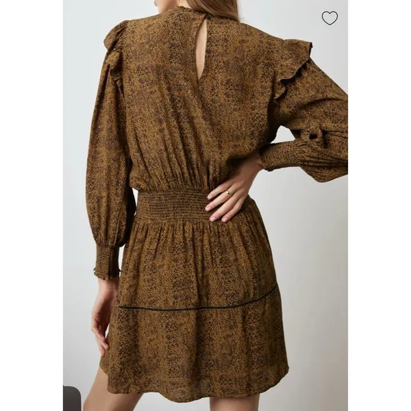Rails Dress Womens Medium‎ Faren Sepia Python Mini Dress Smocked - Image 2