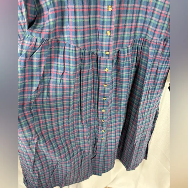 Eddie Bauer Vintage‎ Maxi Shirt Dress Plaid 100% Cotton Long Sleeve Prairie 90’s - Image 4