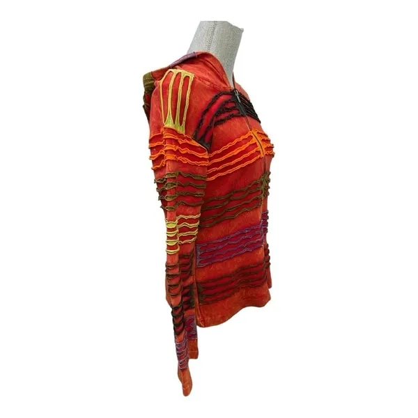 India Boutique Multi Color Women’s size M/L front zipper Rust hoodie Jacket - Image 5