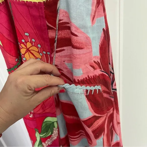 NWT Farm Rio Mixed Garden Dress Floral‎ Patch Linen Midi - Image 4