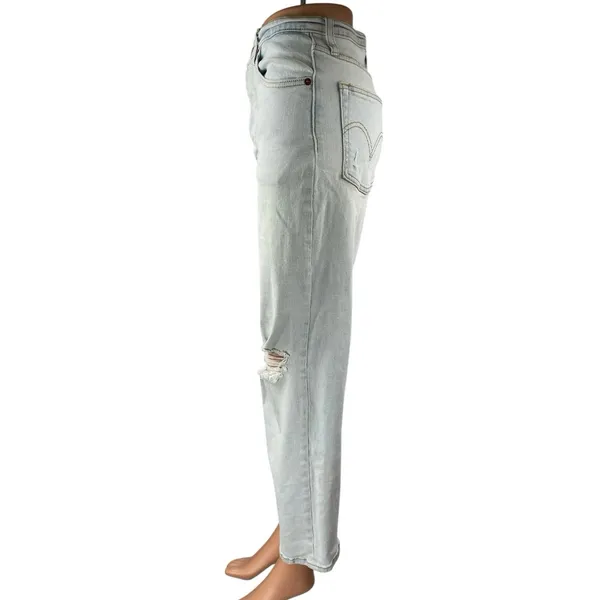 Levi's Ribcage Women's Blue High Rise Distressed Straight Denim Jeans Pants 28 - Image 2