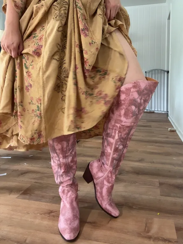 Coastal cowgirl pink knee boots - Image 2