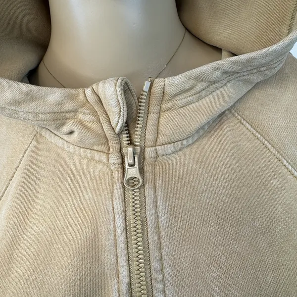 Joy Lab Tan Quarter Zip scuba Pullover Hoodie Cropped Sweatshirt Size‎ Small - Image 3