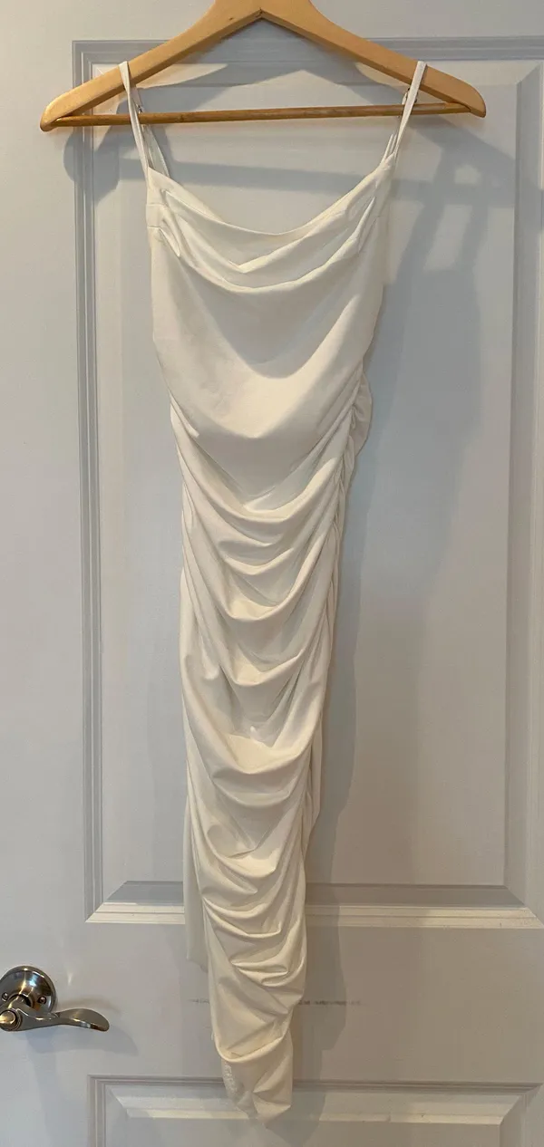 Amazon White Bodycon Spaghetti  Strap Dress - Image 3