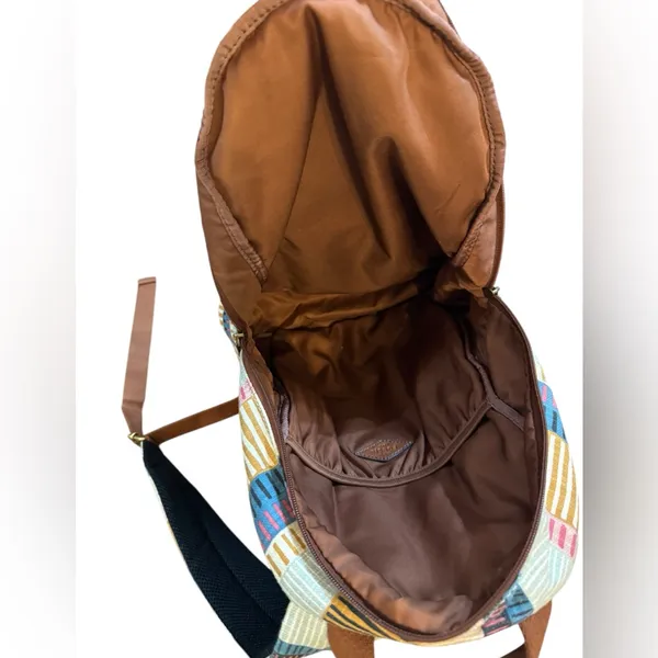 Fossil Multicolor Canvas Backpack Teal Blue Front Pocket Boho Retro‎ Style - Image 8