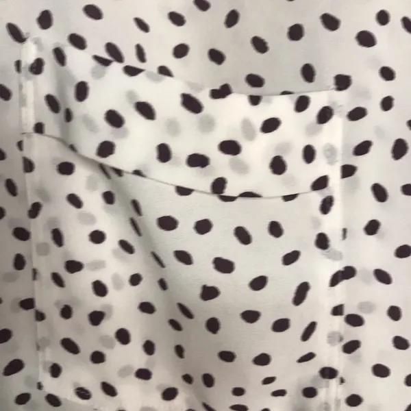 Loft Blouse Quarter Button Pockets White with Brown Polka Dots Size M - Image 5
