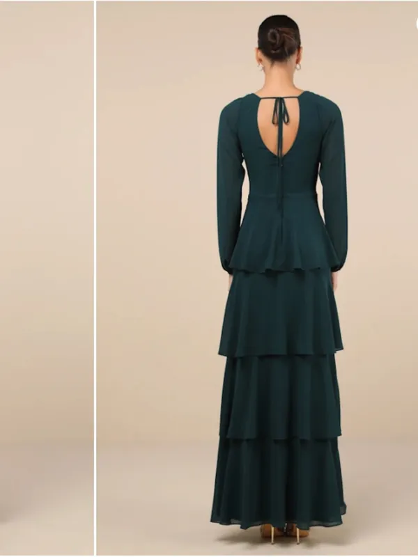 LULU's Elegant Sexy Sophisticated Long Sleeve Romantic Flowy Bridesmaid Maxi - Image 4