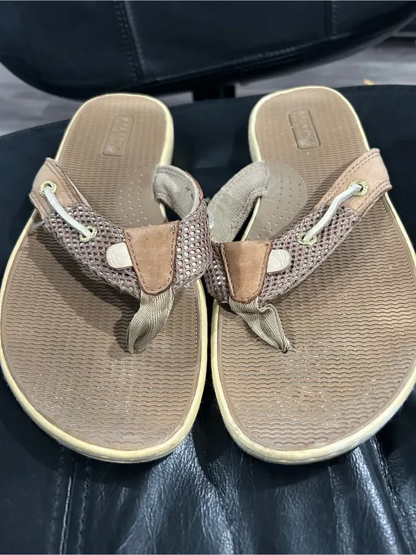 Sperry Brown Tan Mesh Thong Sandals - Image 2