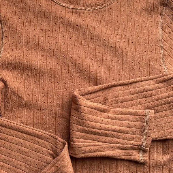 American Eagle Mock Neck Pointelle Cropped Long Sleeve - Image 2