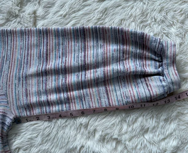 Madewell Sweater Bubble-Sleeve Crop Top in Rainbow Stripe XL - Image 13