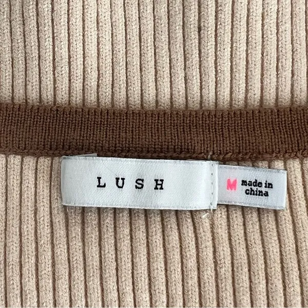 Lush Ribbed Cropped Top Size M Tan Neutral Minimalist Clean Girl Boho 70's - Image 6