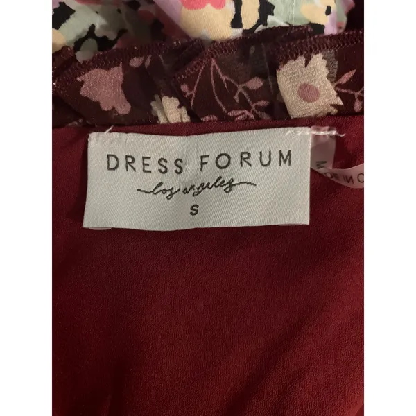 DRESS FORUM Floral Off Shoulder Midi Dress Size Small S MILKMAID DARK COTTAGE - Image 3