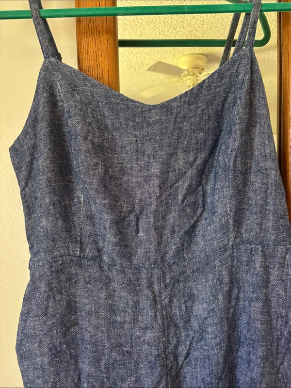 Old Navy XL Chambray Linen Blend Wide Leg Jumpsuit | Adjustable Straps | Pockets - Image 2