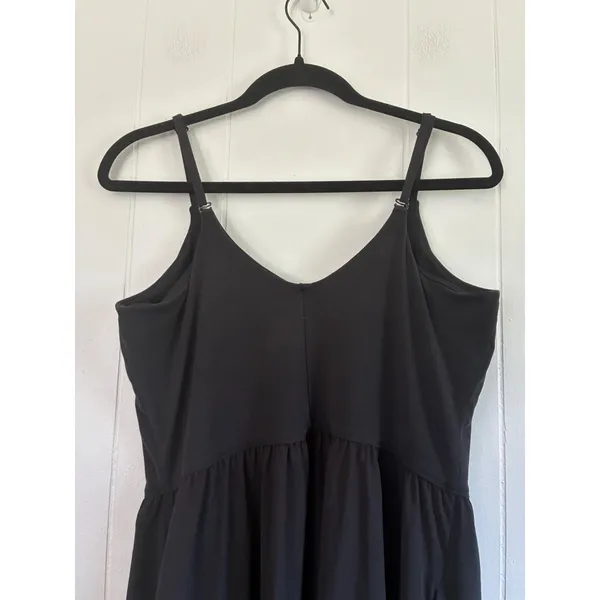 Athleta Womens Black V-Neck Tiered Midi Dress Adjustable Straps Size M - Image 3