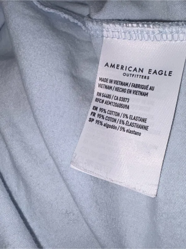 American Eagle Light Blue Tie-Shoulder Scoop Neck Crop Top Medium - Image 8
