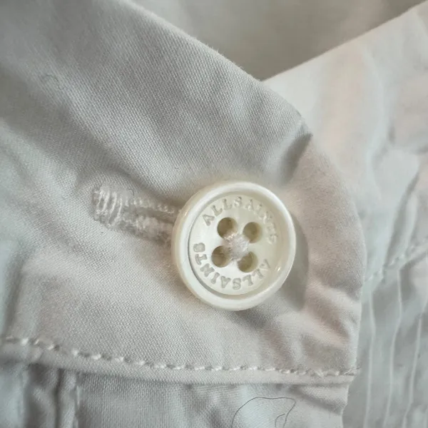 AllSaints Mae Shirt White Pleated Bib Tuxedo Blouse Organic Cotton‎ US 6 - Image 4