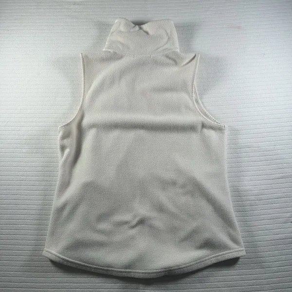Chaps Vest Womens Large White Fleece Full Zip Pockets Mock Neck Buttons - Image 4