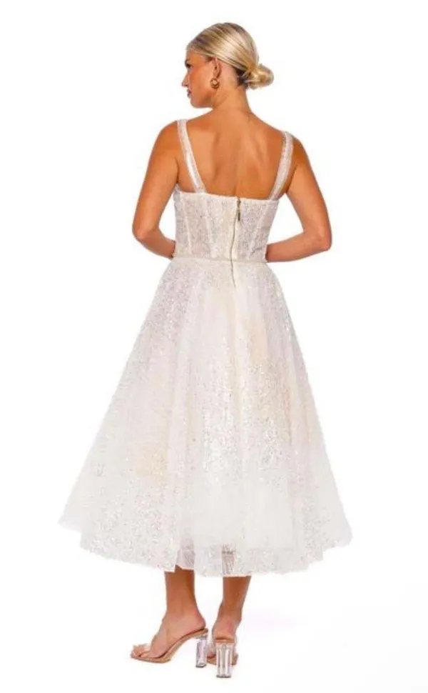 Bronx and Banco NWT Mademoiselle Bridal Midi Dress in White. - Image 5