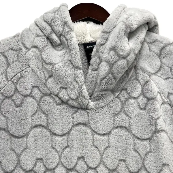 Disney Mickey Mouse Fleece Hoodie Dress Lounge Cozy Blanket Grey Woman's Size M - Image 7