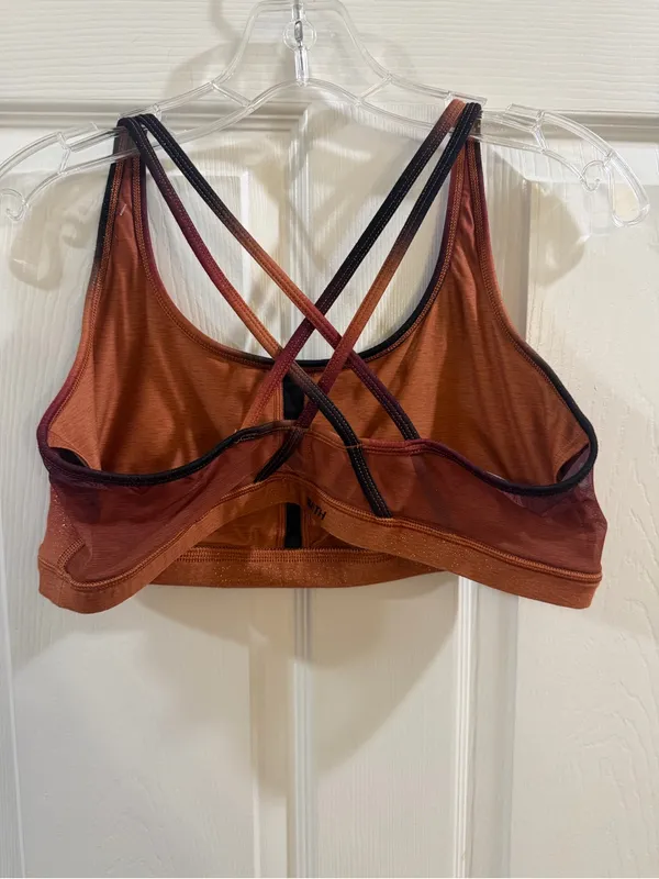 Peloton + Wear It To Heart Ombre Strappy Sports Bra in Pink and Brown - Image 2