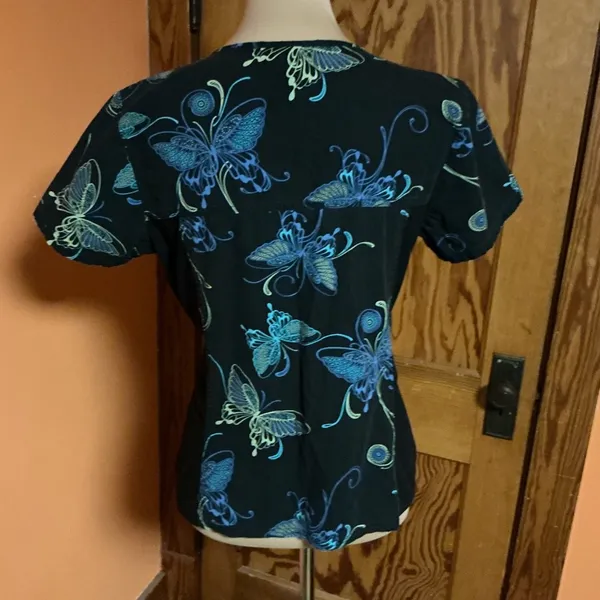 Vintage 90s Cherokee Butterflies V neck top - Image 9