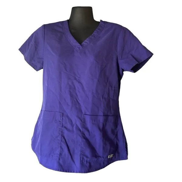 Grey’s Anatomy by Barco purple scrubs top tee short sleeve v neck women’s small - Image 8