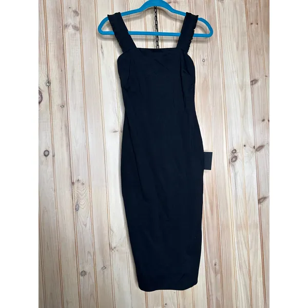 NWT Lulus Persuasion Black Ruffled Bodycon Midi Dress Party Casual Size XS - Image 2