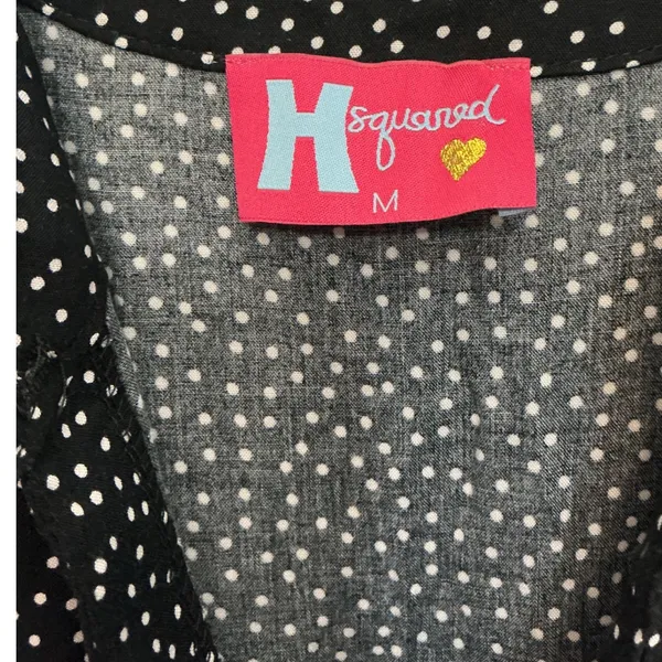 Hsquared Black Polka Dot Wide Leg Jumpsuit V-Neck Short Sleeve J3022 Womens M - Image 6